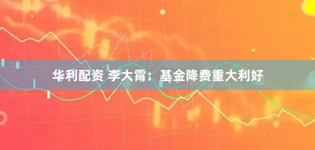 华利配资 李大霄：基金降费重大利好